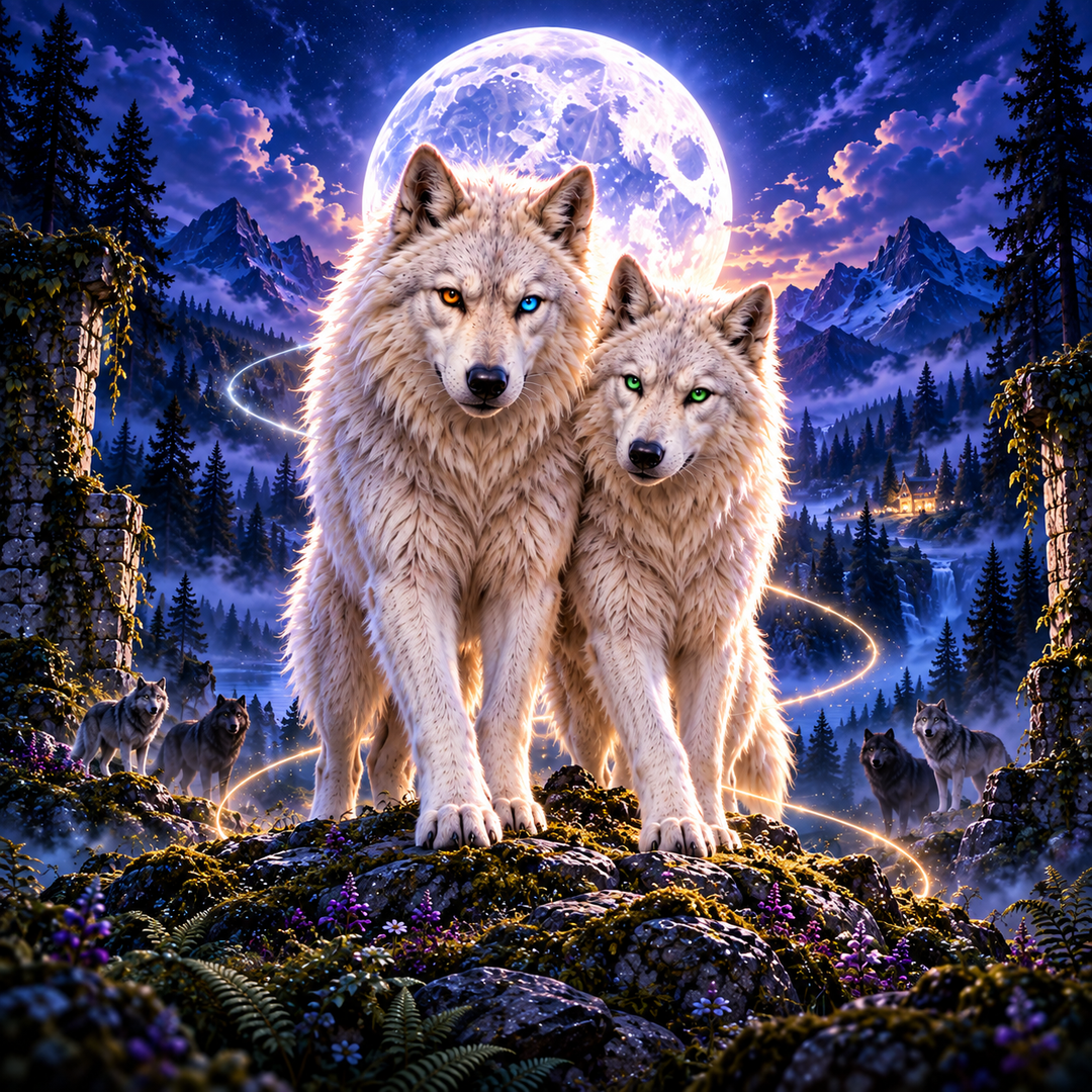 Ella and Stone in wolf form, from the Accidental Alpha series by Carissa Andrews
